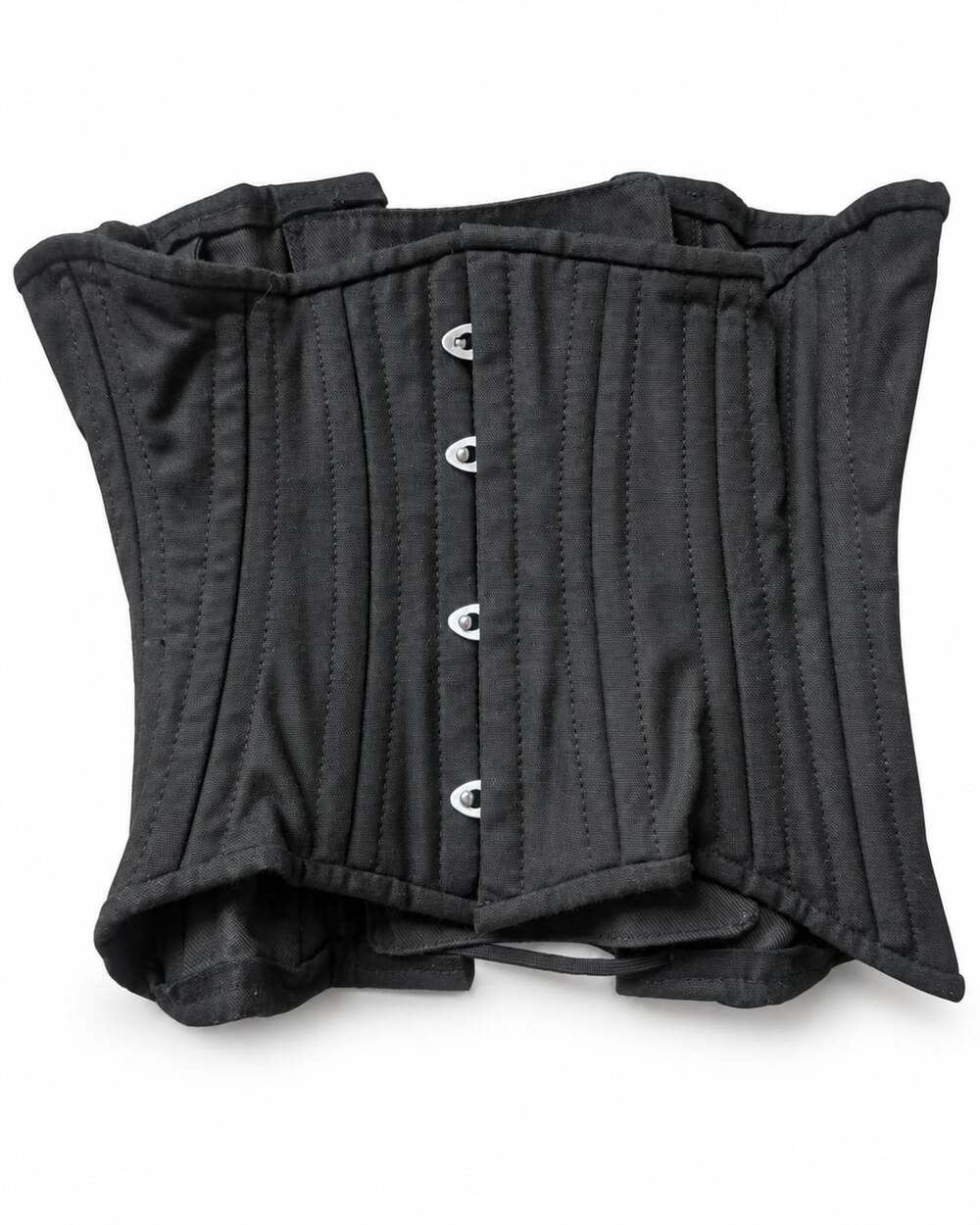 Orchard Corset Black Cotton Underbust Steel Boned Waist Trainer Size 20 Lace Up